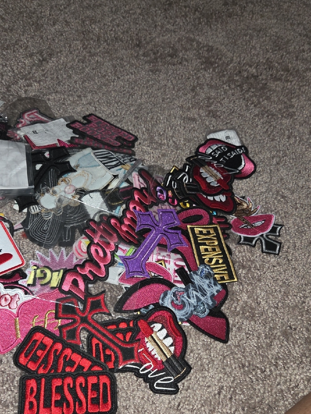 Assorted Embroidered Iron-On Patches And Charms AND MINI HEAT PRESS